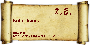 Kuti Bence névjegykártya